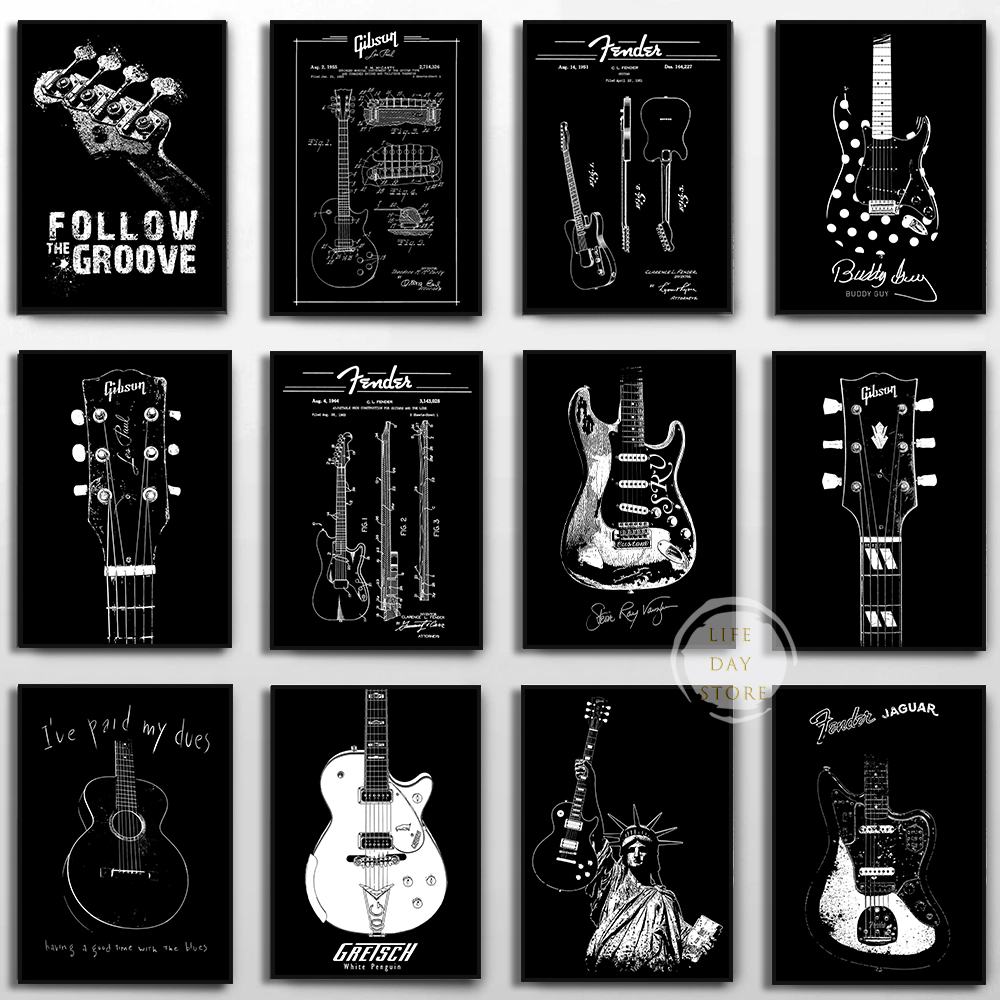 Picture Of Musical Instrument - Affiches de brevet de guitare électrique,