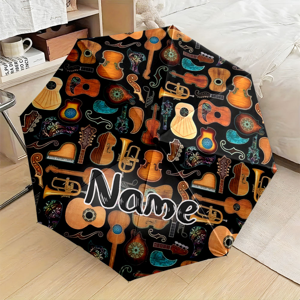 Musical Instrument And Names - Parapluie personnalisé avec nom, motif d'instrument